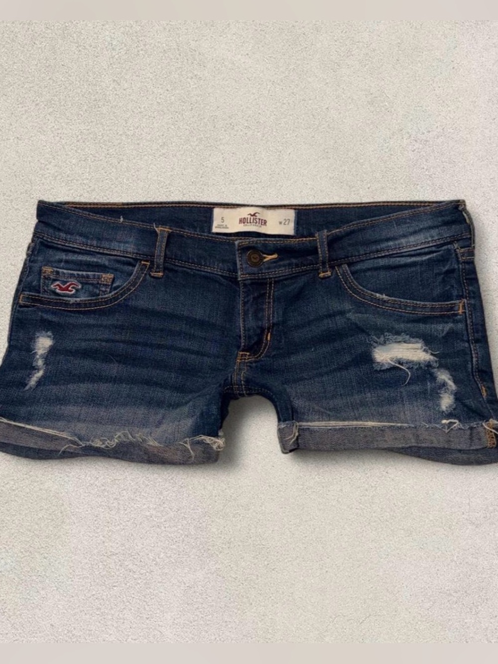 Y2K Hollister Low Rise Distressed Denim Mini Shorts Women's 5